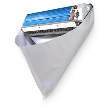 Protective cleaning cover fitted around an indoor air-conditioning unit